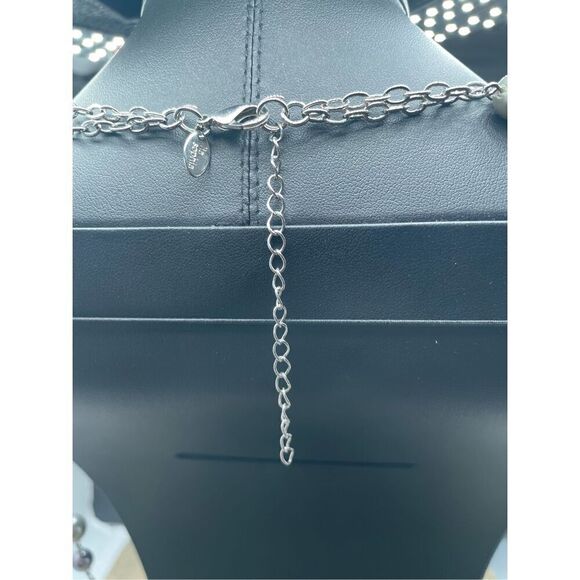 Lia Sophia "Pearl Jam" Double Strands Silver Tone Pearl Long Necklace Trendy - Picture 7 of 9